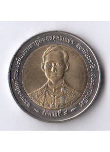 TAILANDIA 10 Baht 1996 Bimetalica 50 Anniv. Regno Fior di Conio